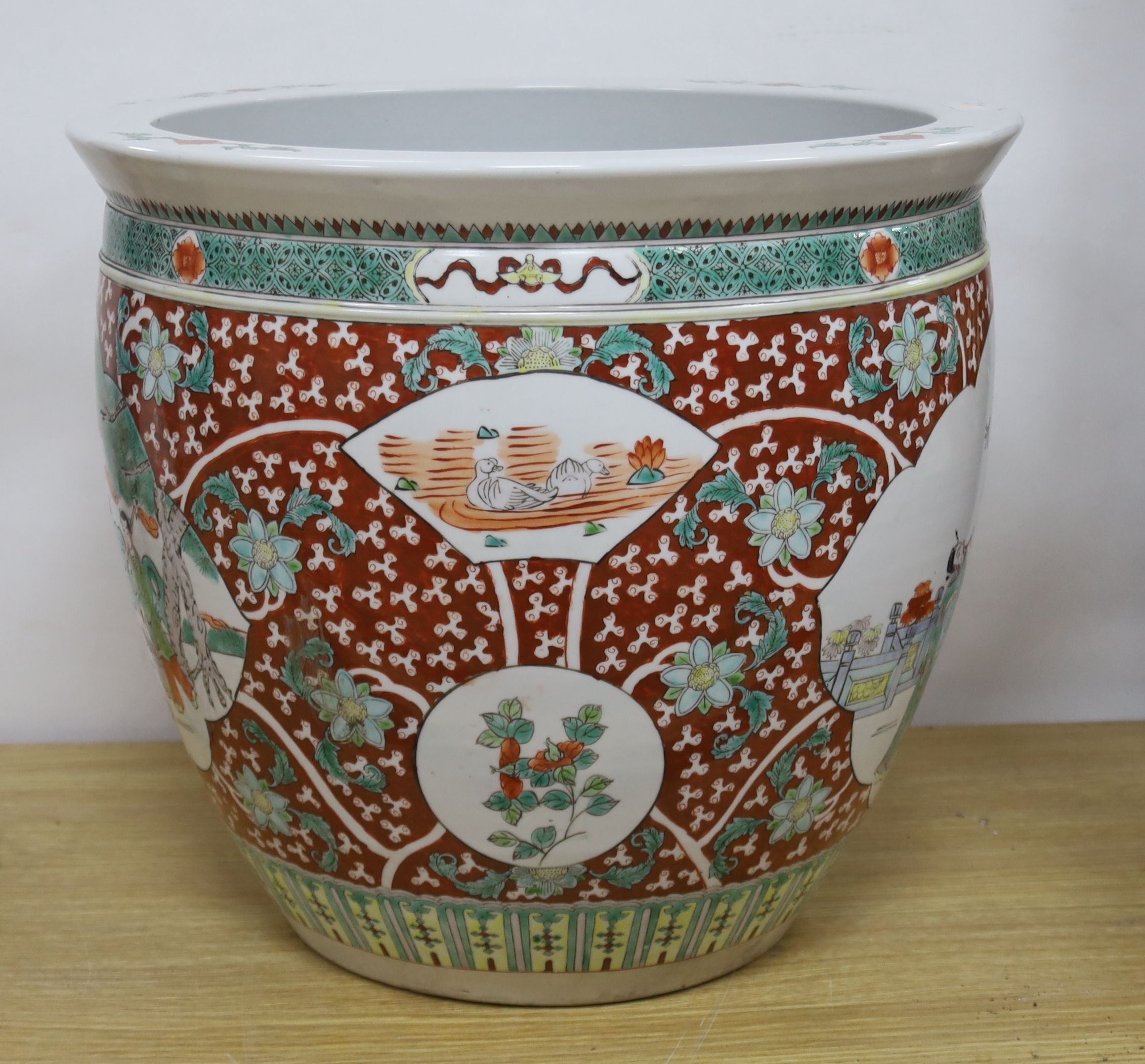 A Chinese porcelain fish bowl 36cm